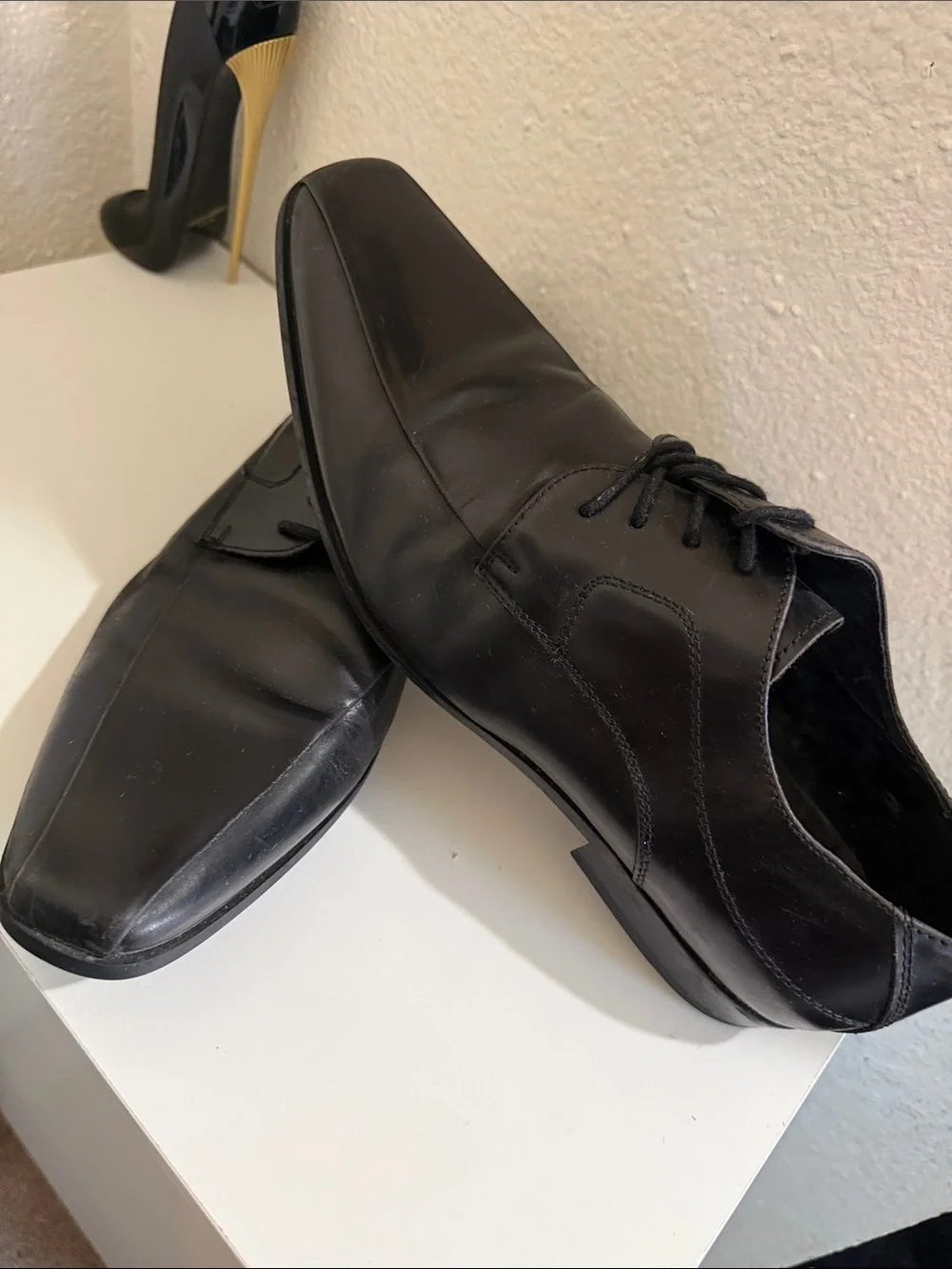 Aldo Men's Black Leather Lace-Up Oxfords